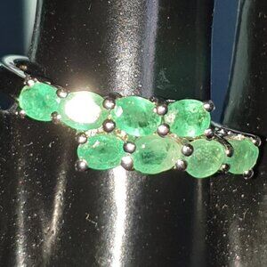 Gorgeous 3ct Natural Green Emerald 925 Solid Sterling Silver Ring